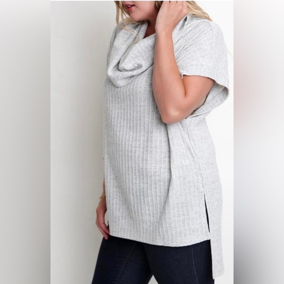 Umgee Cowl Neck Tunic Oatmeal/Gray blend in color Sz.XL - Picture 3 of 8